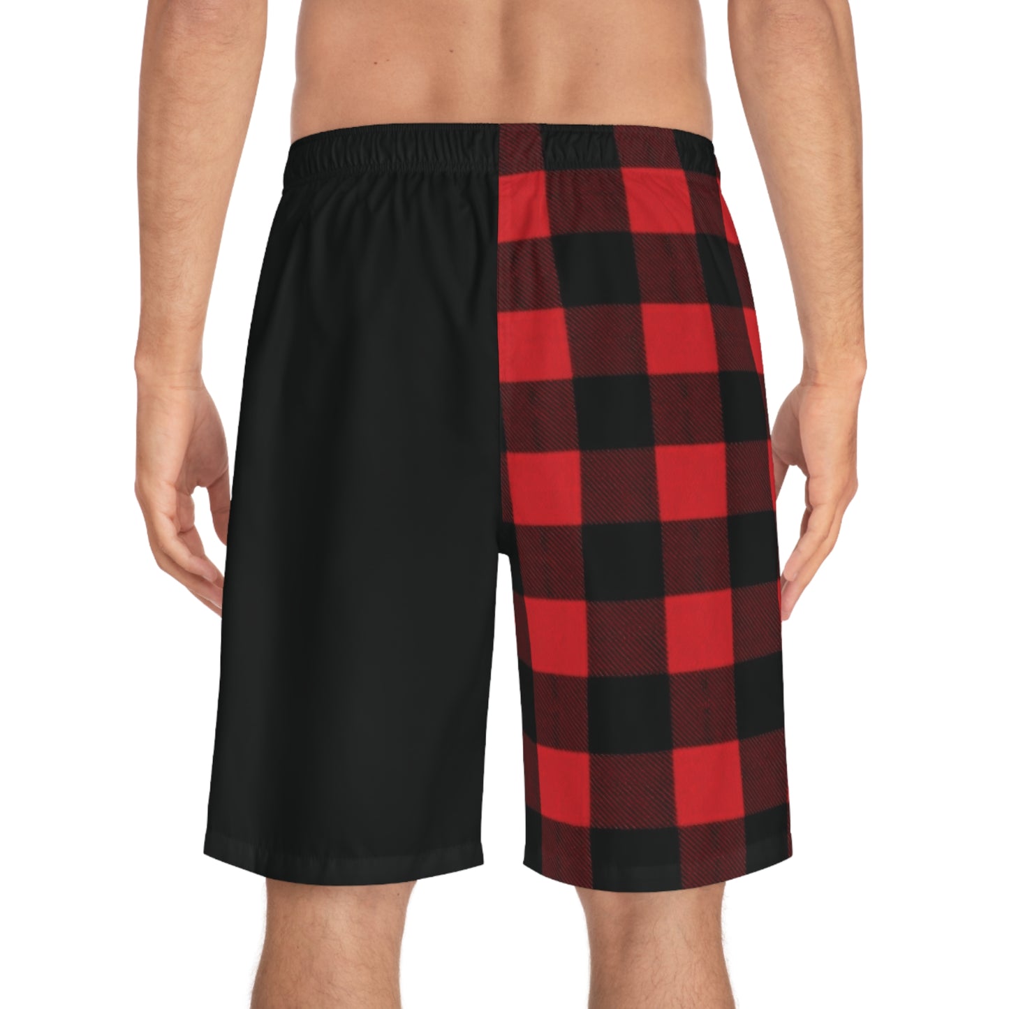 Men's Board Shorts, Plaid Half & Half