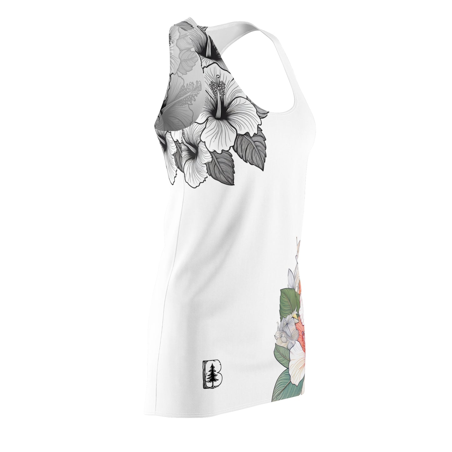 Women's Racerback Dress, Garden Hibiscus Colors