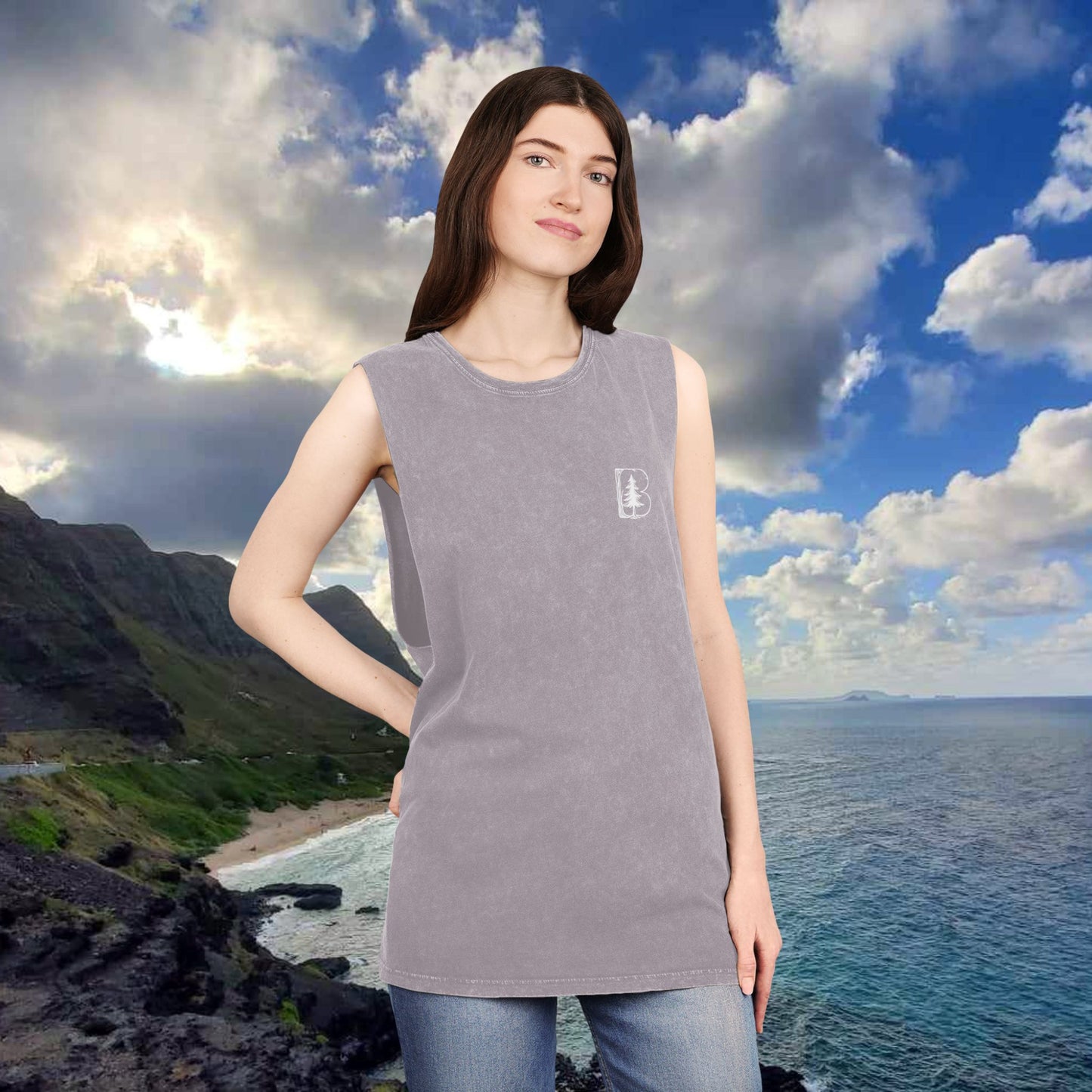 Stonewash Tank Top, B Logos