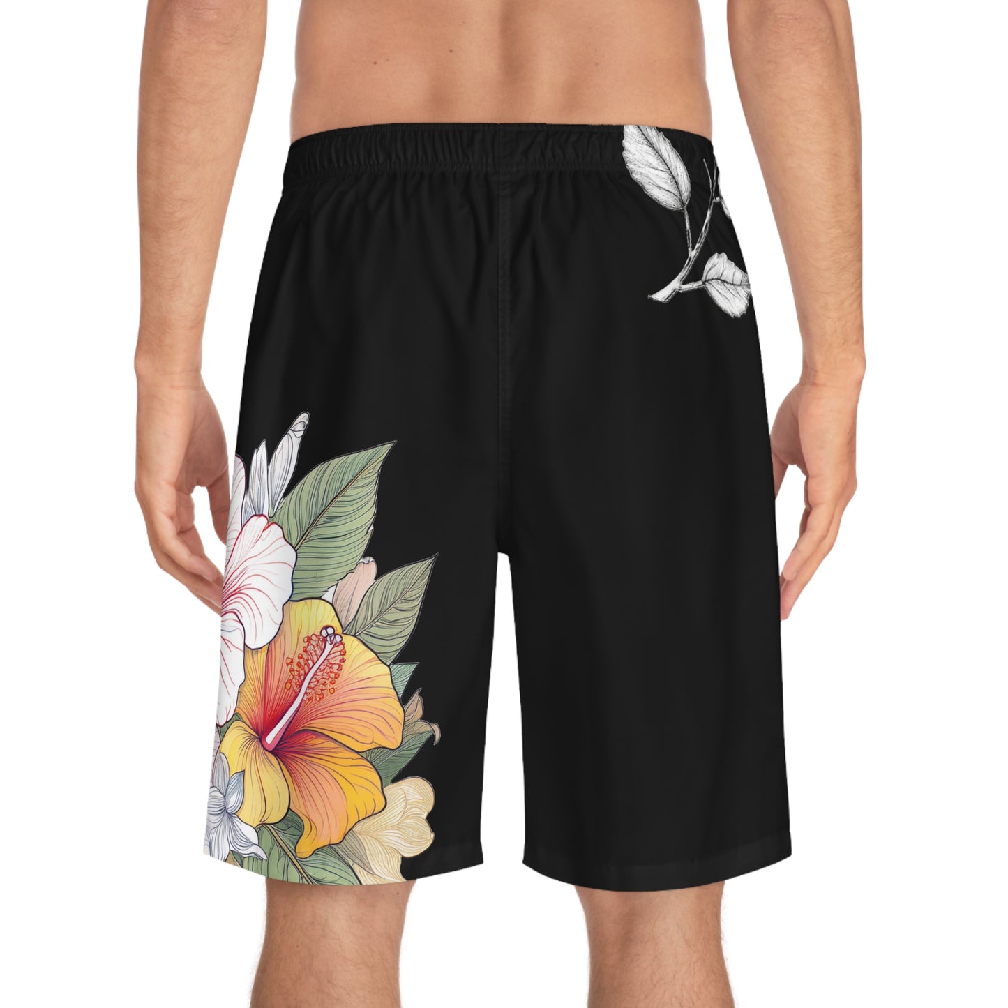 Men's Board Shorts, Garden Hibiscus Colors