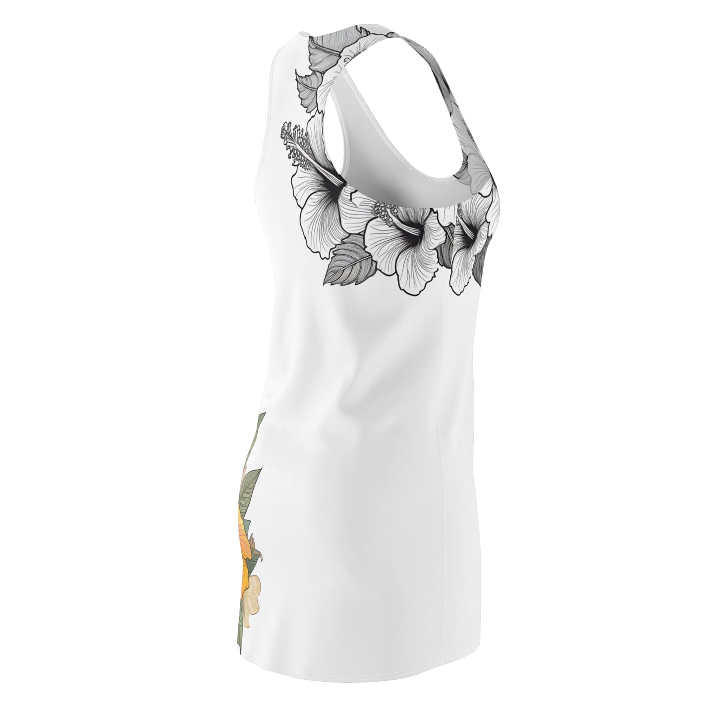 Women's Racerback Dress, Garden Hibiscus Colors