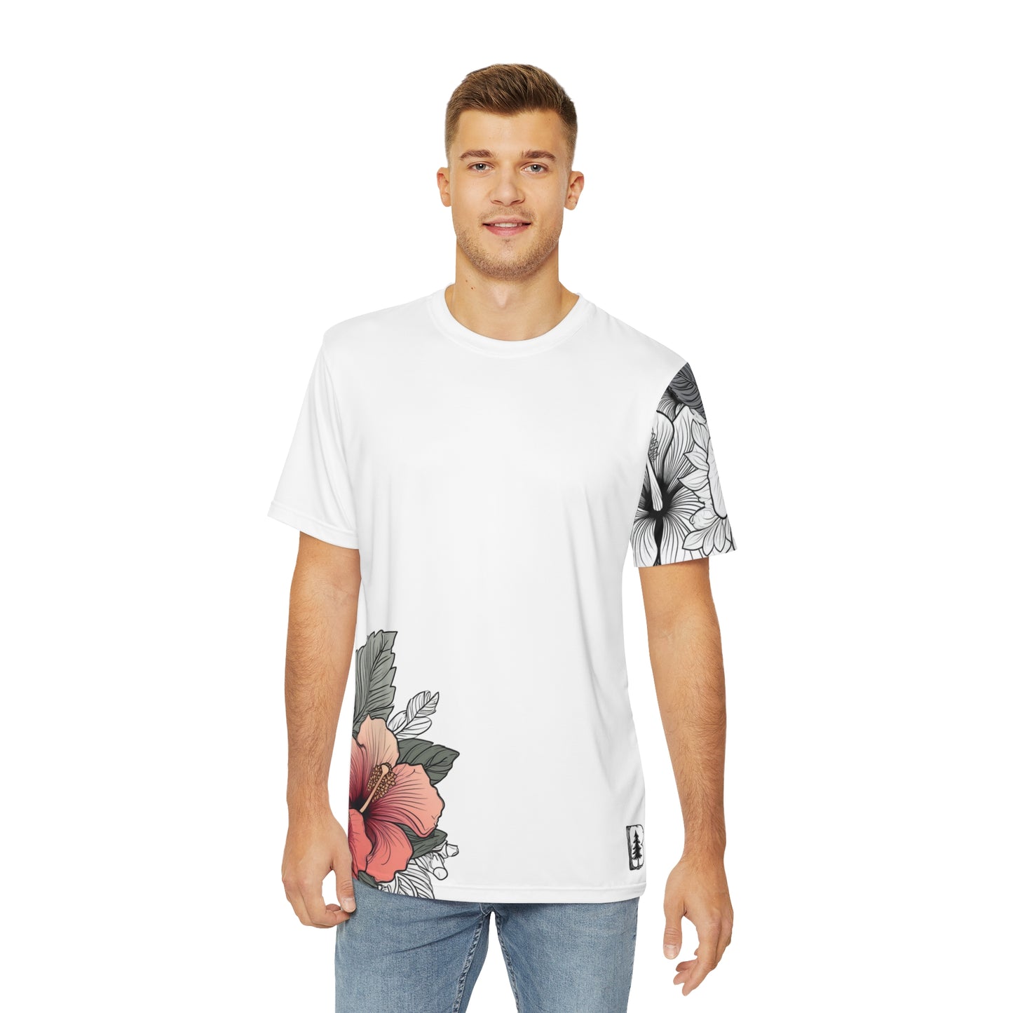 Men's Tee, Garden Hibiscus Red