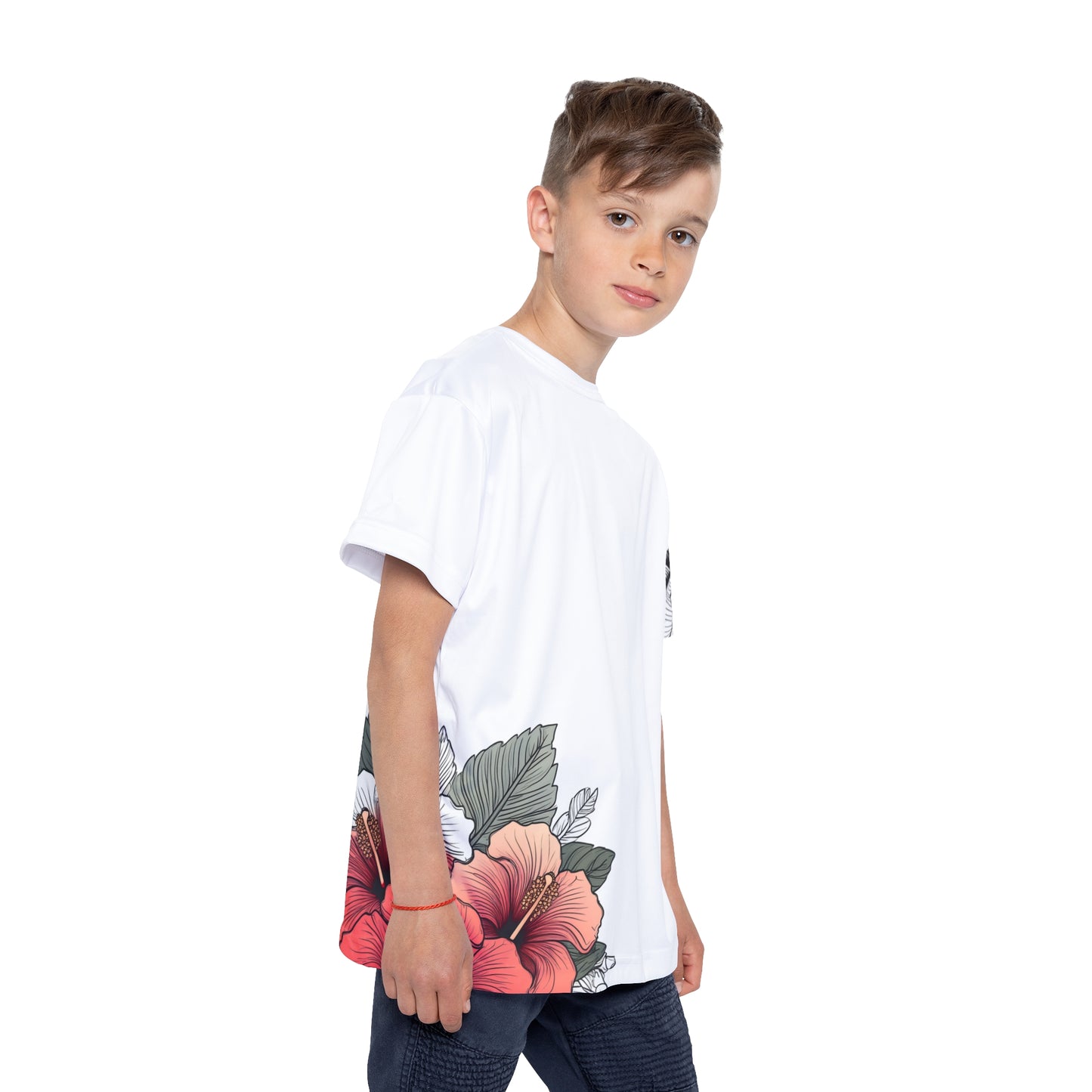 Kid's Tee, Garden Hibiscus Red