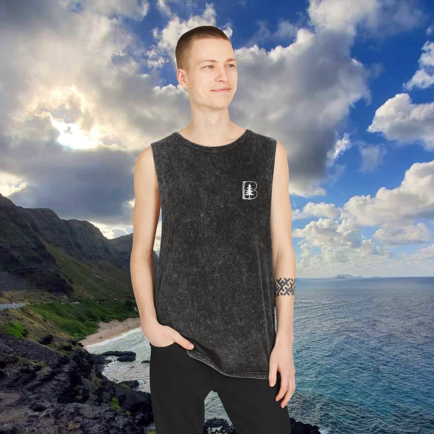 Stonewash Tank Top, B Logos