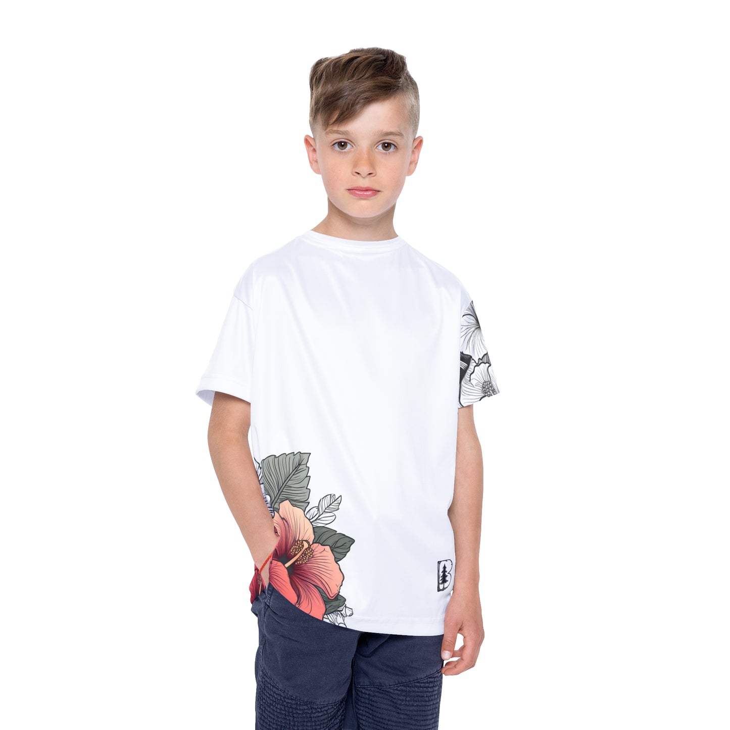 Kid's Tee, Garden Hibiscus Red