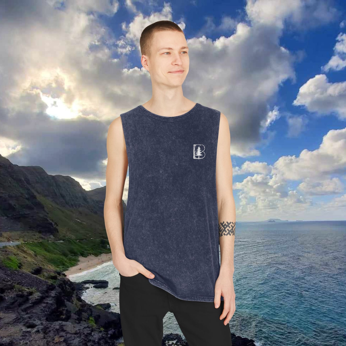 Stonewash Tank Top, B Logos