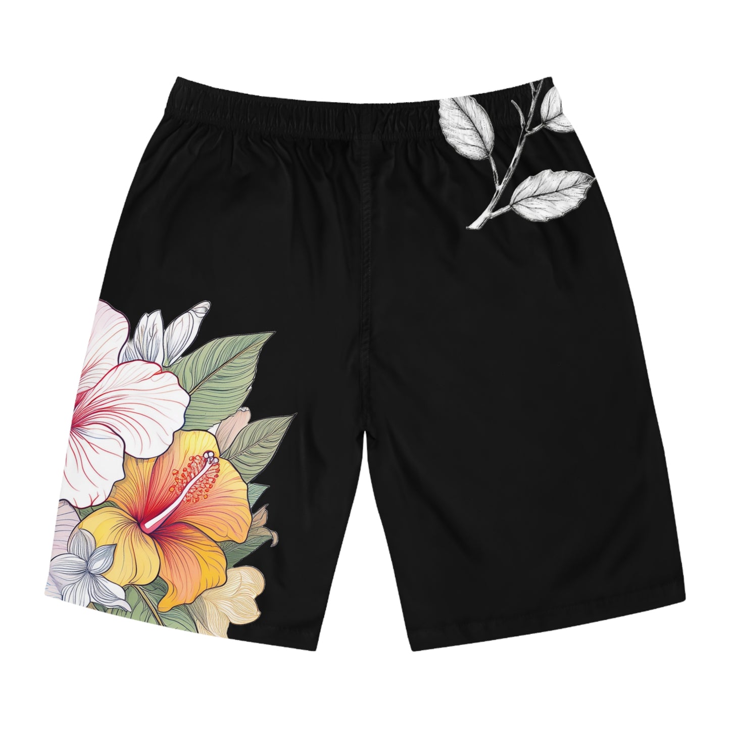 Men's Board Shorts, Garden Hibiscus Colors