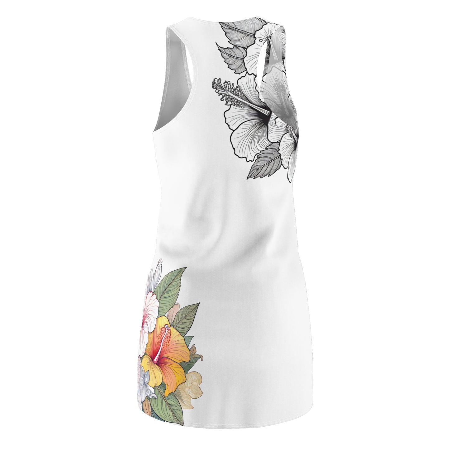 Women's Racerback Dress, Garden Hibiscus Colors