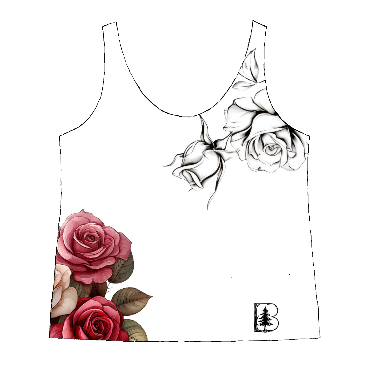 Women's Racerback Tank Top, Garden Roses