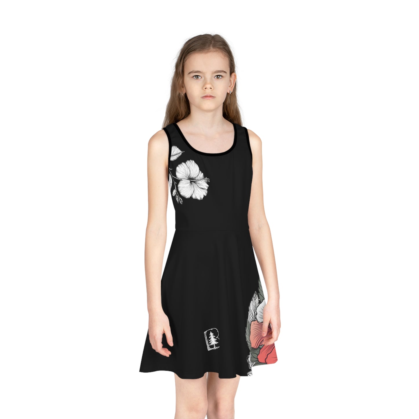 Girls' Sundress, Garden Hibiscus Red