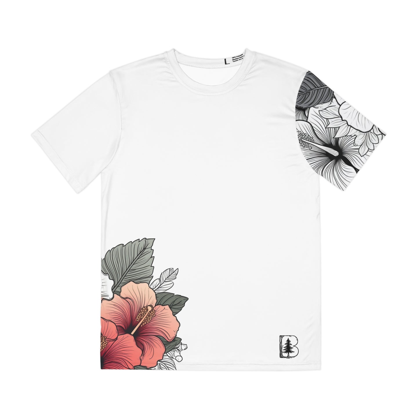 Men's Tee, Garden Hibiscus Red