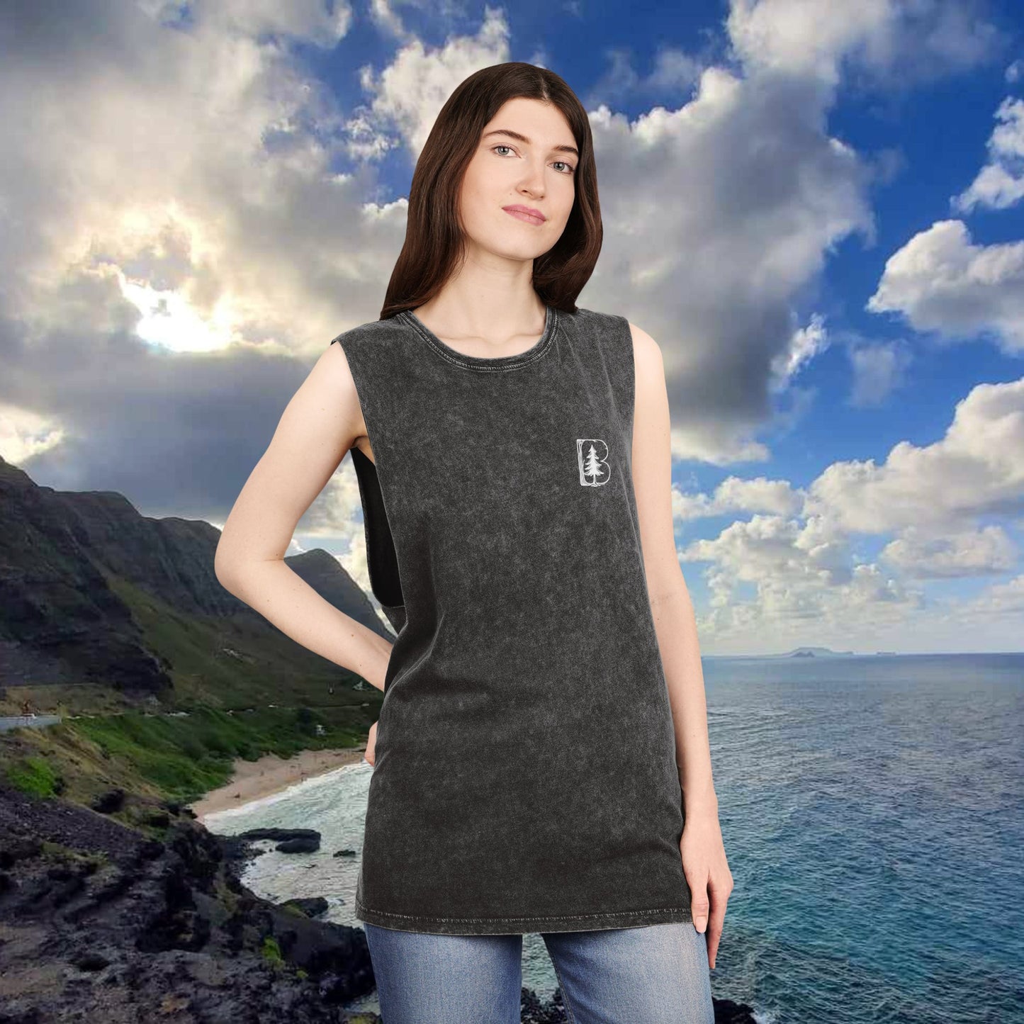 Stonewash Tank Top, B Logos