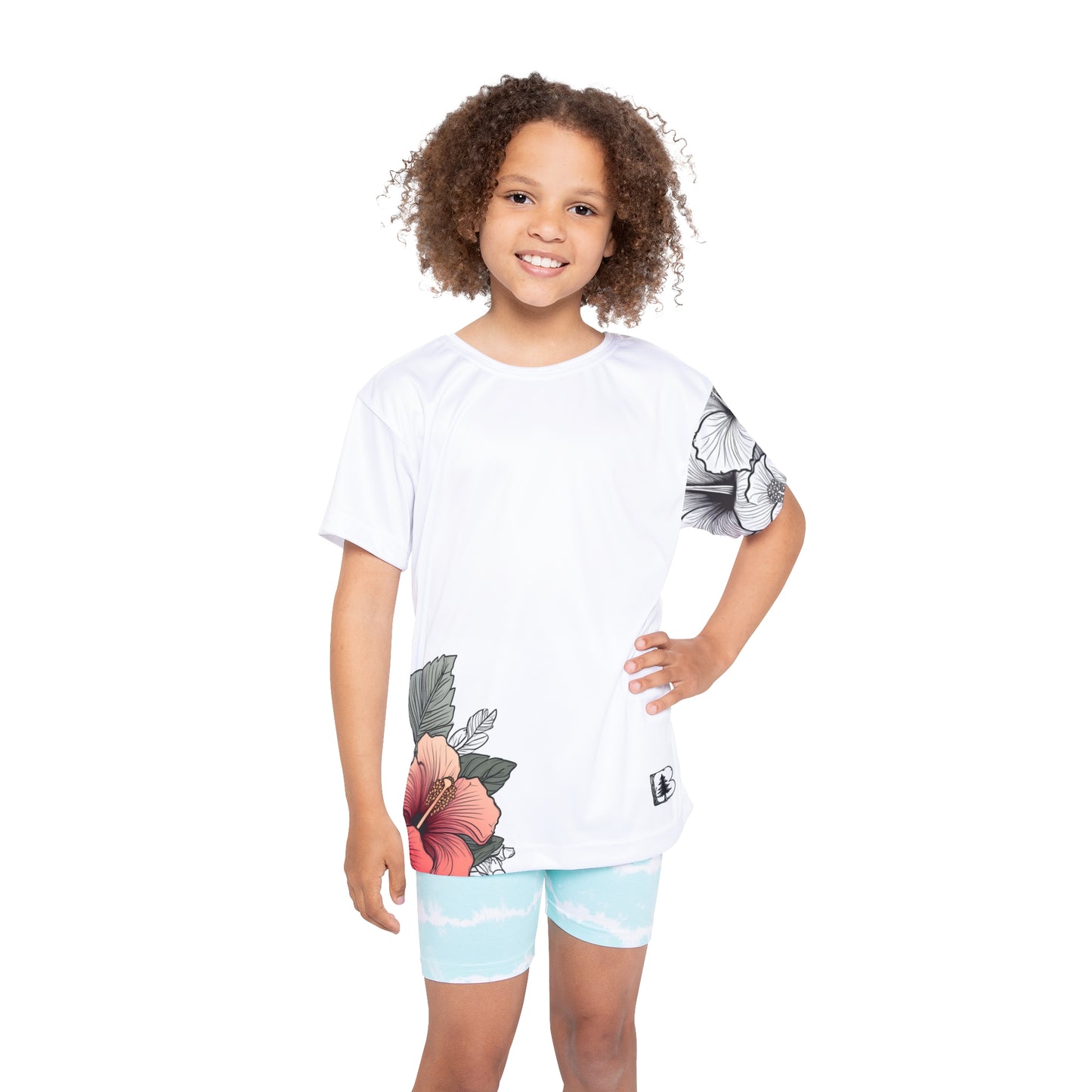 Kid's Tee, Garden Hibiscus Red