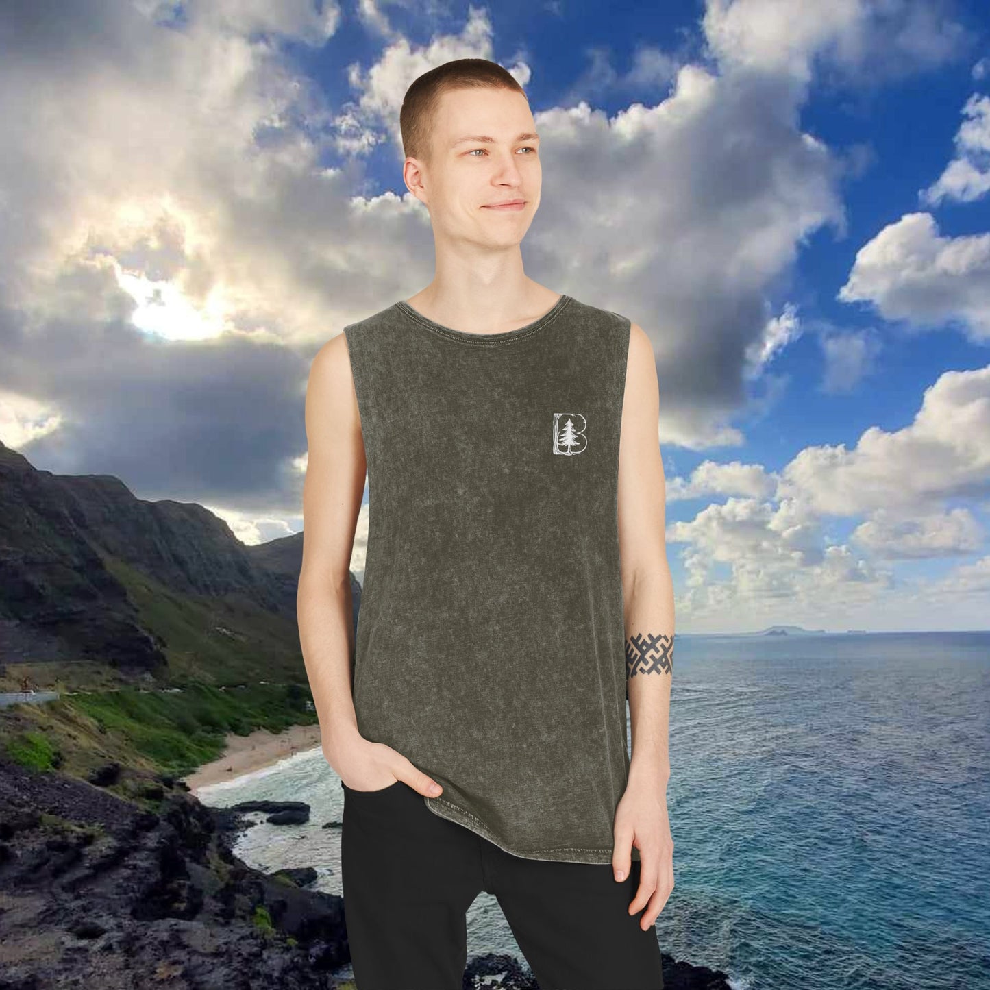 Stonewash Tank Top, B Logos