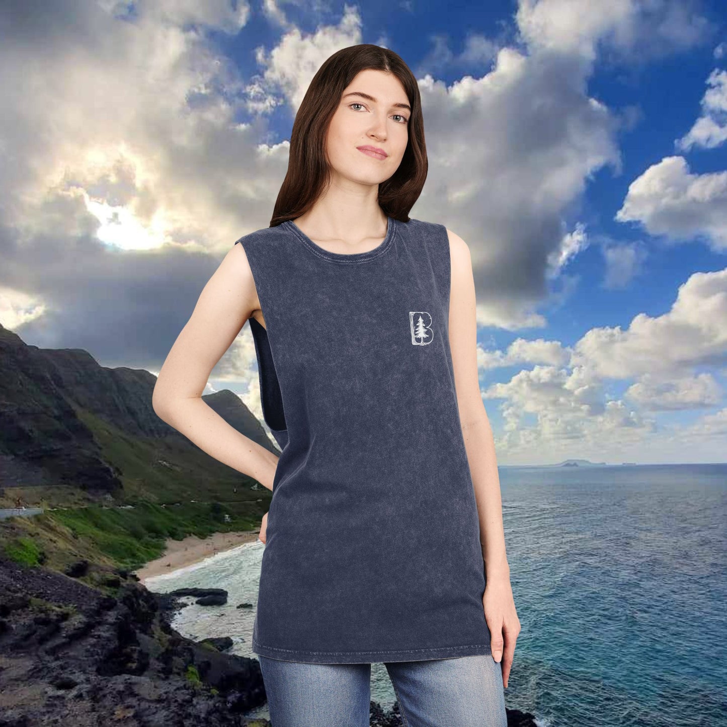 Stonewash Tank Top, B Logos