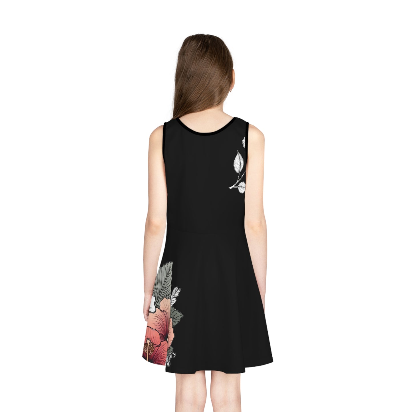 Girls' Sundress, Garden Hibiscus Red