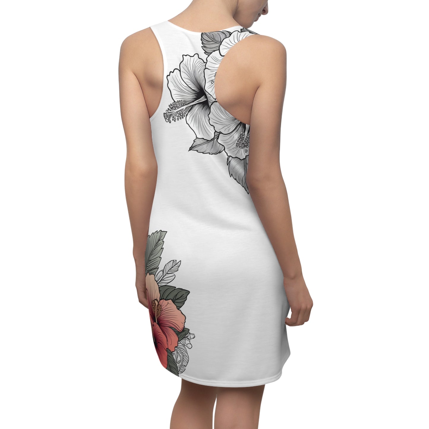 Women's Racerback Dress, Garden Hibiscus Red