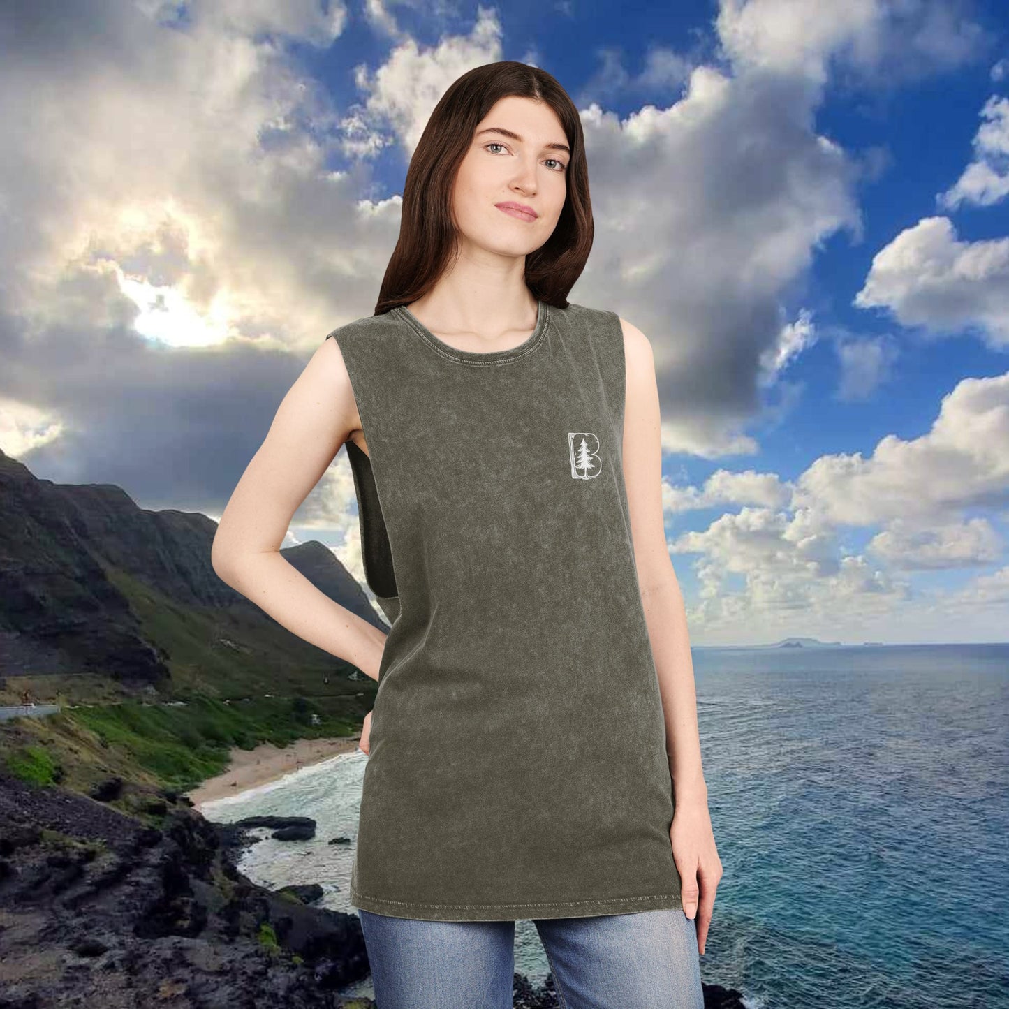 Stonewash Tank Top, B Logos