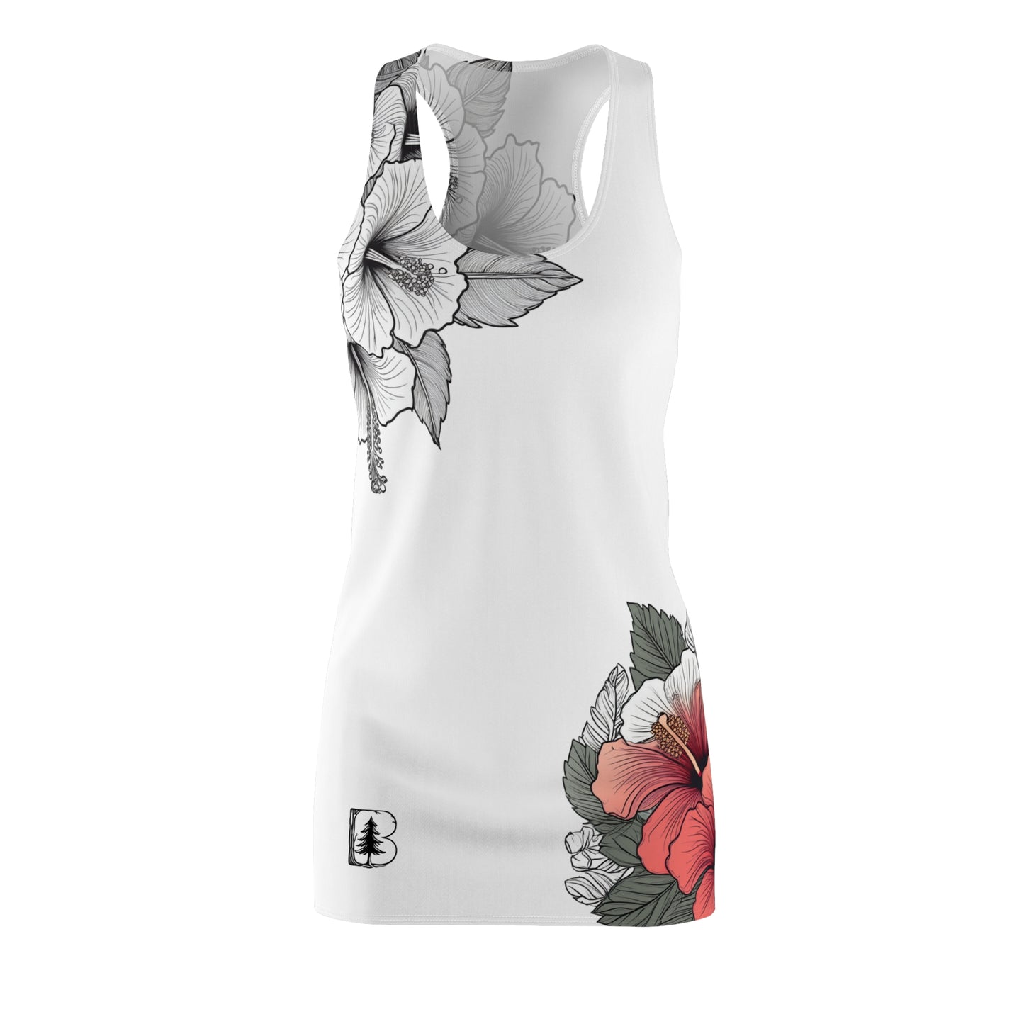 Women's Racerback Dress, Garden Hibiscus Red