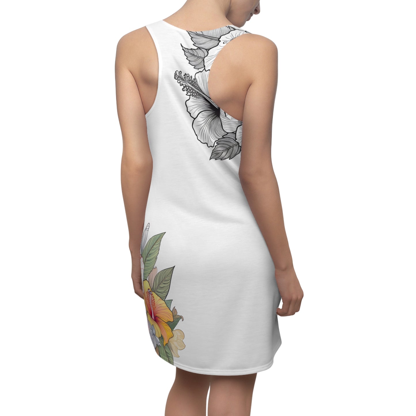Women's Racerback Dress, Garden Hibiscus Colors