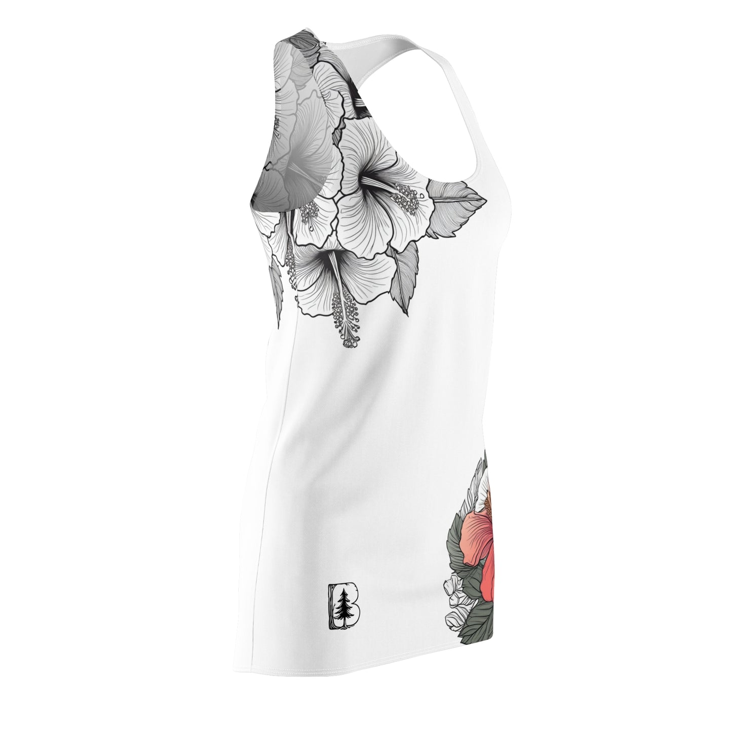 Women's Racerback Dress, Garden Hibiscus Red