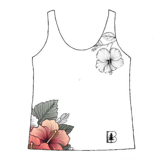 Women's Racerback Tank Top, Garden Hibiscus Red