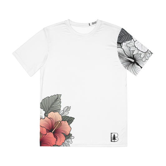 Men's Tee, Garden Hibiscus Red