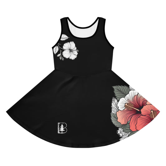 Girls' Sundress, Garden Hibiscus Red