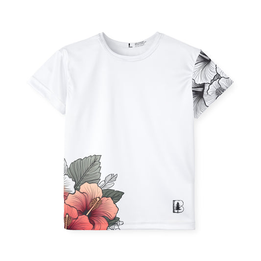 Kid's Tee, Garden Hibiscus Red